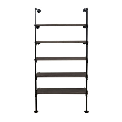 Staande plank MCW-C45, woonkamer plank boekenplank opbergrek, industrieel ontwerp hout metaal, 165x80x28cm ~ grijsbruin