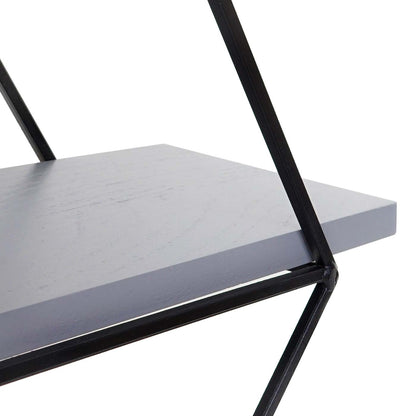Wandplank MCW-A80, hangende plank, industrieel ontwerp echt hout 60x55x12cm ~ grijs-blauw