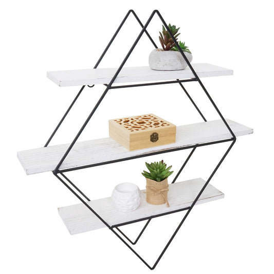 Wandplank MCW-A80, hangplank Plank, industrieel ontwerp echt hout 60x55x12cm ~ shabby white