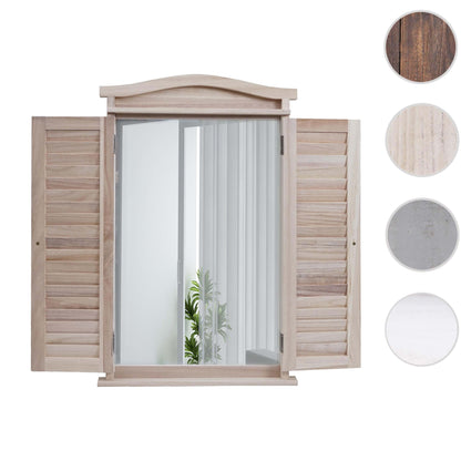 Wandspiegel Badkamerspiegel Badkamerspiegel venster met luiken, 71x46x5cm ~ shabby natuurlijke kleur
