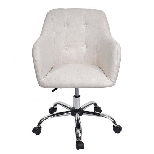 Bureaustoel MCW-K54, bureaustoel bureaustoel fauteuil stoel, stof/textiel met armleuningen ~ crème