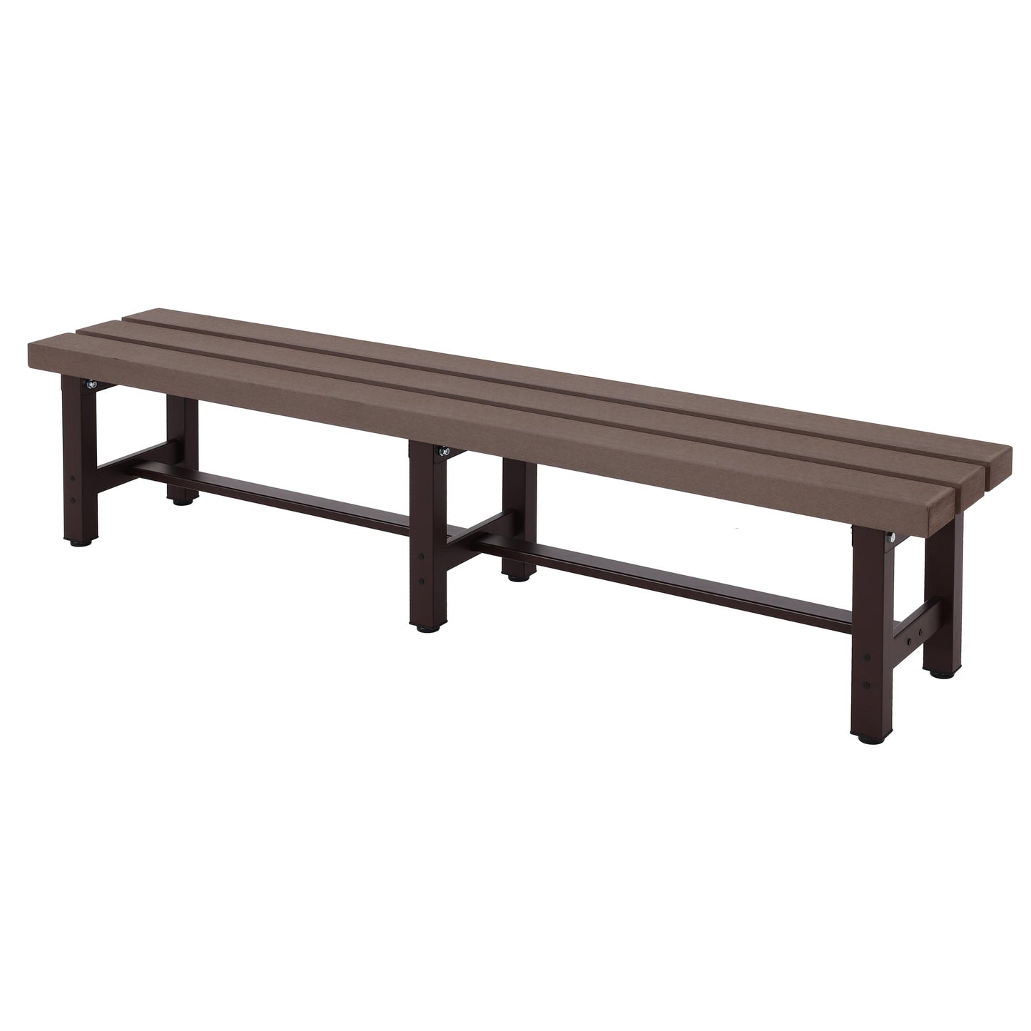 Aluminium tuinbank MCW-K60, bank parkbank balkonbank, weerbestendig WPC 180cm, bruin