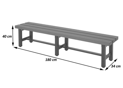 Aluminium tuinbank MCW-K60, bank parkbank balkonbank, weerbestendig WPC 180cm, bruin