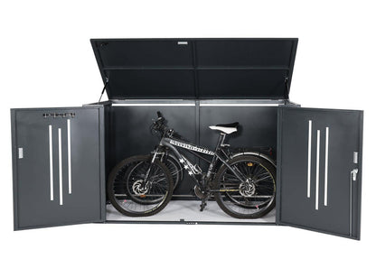 2-fietsenstalling MCW-K64, fietsenstalling met deksel, afsluitbaar metaal 121x202x100cm, antraciet