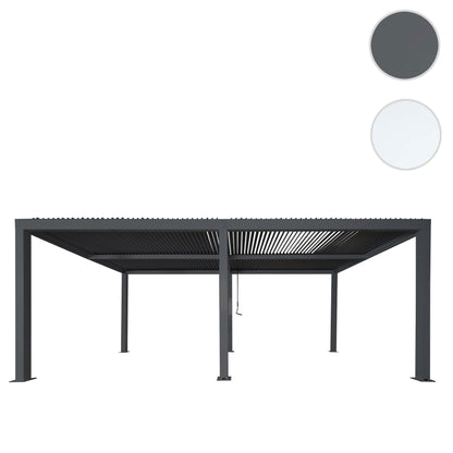 Pergola MCW-L46, tuinpaviljoen met latten, 11cm aluminium frame, stormvaste regengoot, 3x6m ~ antraciet