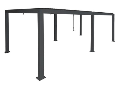 Pergola MCW-L46, tuinpaviljoen met latten, 11cm aluminium frame, stormvaste regengoot, 3x6m ~ antraciet