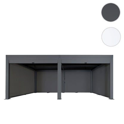 Pergola MCW-L46 met 6x zijwand, tuinpaviljoen lamellenrolgordijn, 11cm aluminium frame, stormvast 3x6m ~ antraciet