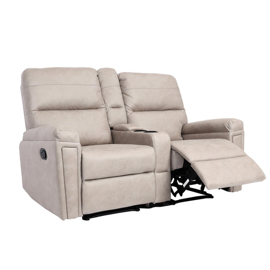 2-zits bioscoopfauteuil MCW-K17, relaxfauteuil TV fauteuil bank, nosa ophanging bekerhouder vak ~ stof/textiel lichtgrijs
