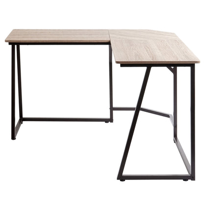 Hoekbureau MCW-K66, computerwerktafel, MVG-gecertificeerd 76x125x125cm, MDF metaal ~ natuurlijke kleur