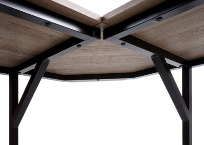 Hoekbureau MCW-K66, computerwerktafel, MVG-gecertificeerd 76x125x125cm, MDF metaal ~ natuurlijke kleur