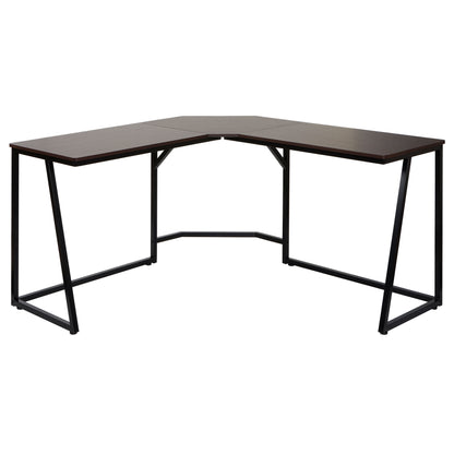 Hoekbureau MCW-K66, computerwerktafel, MVG-gecertificeerd 76x140x140cm, MDF metaal ~ donkerbruin