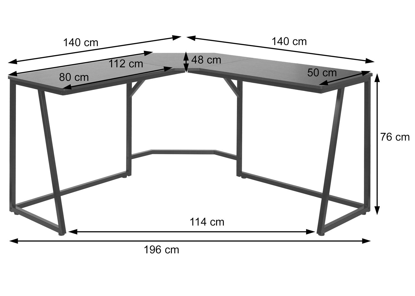 Hoekbureau MCW-K66, computerwerktafel, MVG-gecertificeerd 76x140x140cm, MDF metaal ~ donkerbruin