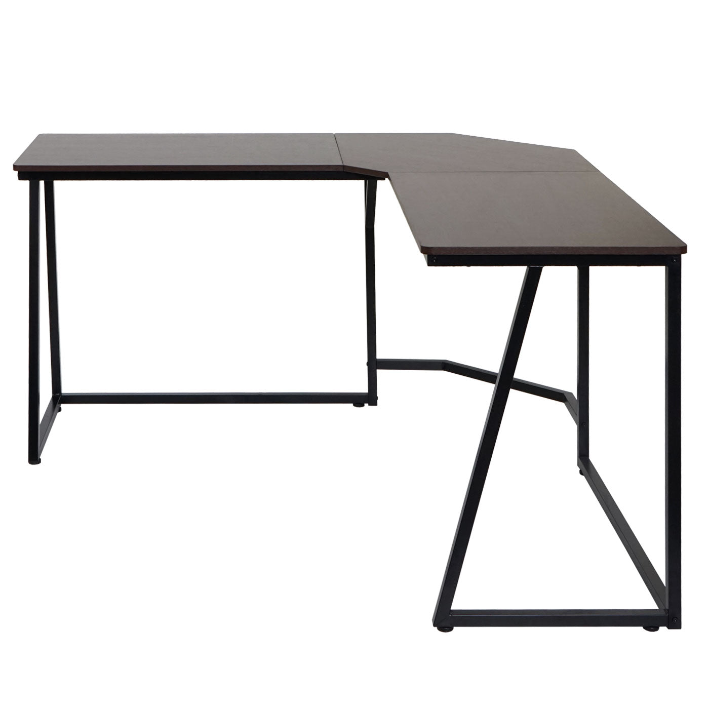 Hoekbureau MCW-K66, computerwerktafel, MVG-gecertificeerd 76x140x140cm, MDF metaal ~ donkerbruin