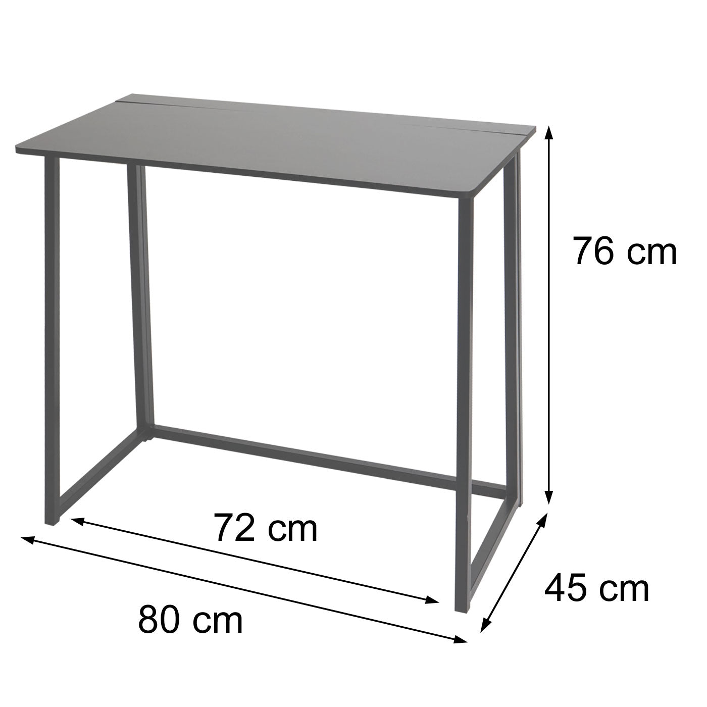 Bureau MCW-K67 inklapbaar, consoletafel klaptafel laptoptafel opbergtafel, 80x45cm, metaal MDF ~ wit zwart