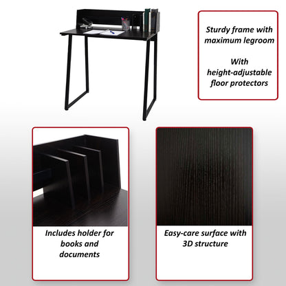 Bureau MCW-K69, laptop bureau bureau, 82x51cm 3D structuur, metaal MDF ~ zwart