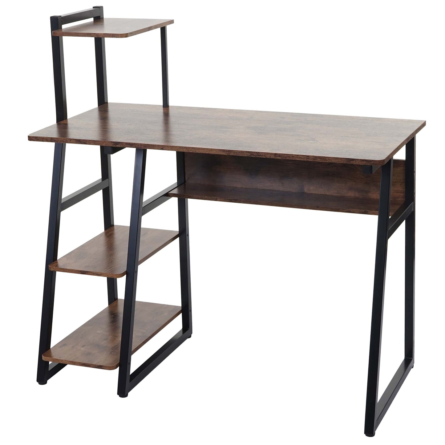 Bureau met legplank MCW-K68, laptoptafel bureau werktafel, MVG-gecertificeerd 100x50cm, metaal MDF ~ bruin