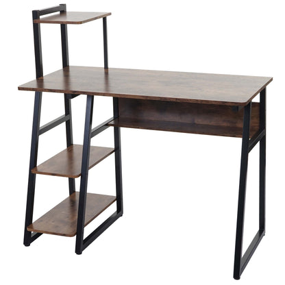 Bureau met legplank MCW-K68, laptoptafel bureau werktafel, MVG-gecertificeerd 100x50cm, metaal MDF ~ bruin