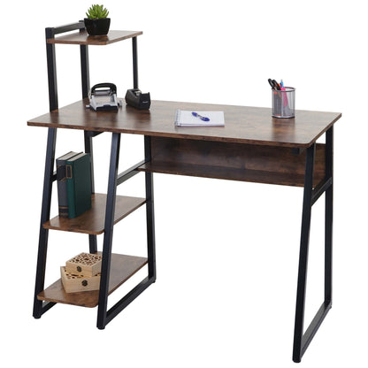 Bureau met legplank MCW-K68, laptoptafel bureau werktafel, MVG-gecertificeerd 100x50cm, metaal MDF ~ bruin