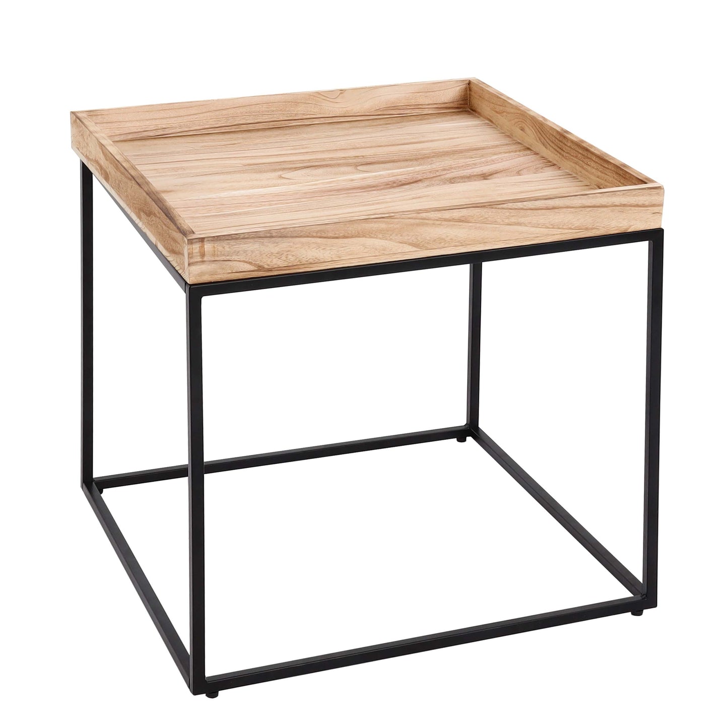 Bijzettafel MCW-K71, salontafel salontafel, paulowniahout metaal 60x60x60cm ~ natuurlijke kleur