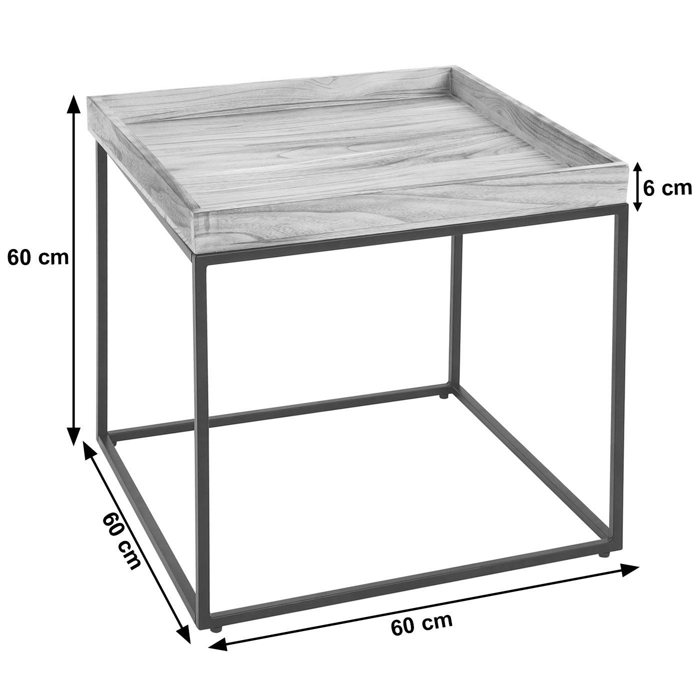 Bijzettafel MCW-K71, salontafel salontafel, paulowniahout metaal 60x60x60cm ~ natuurlijke kleur