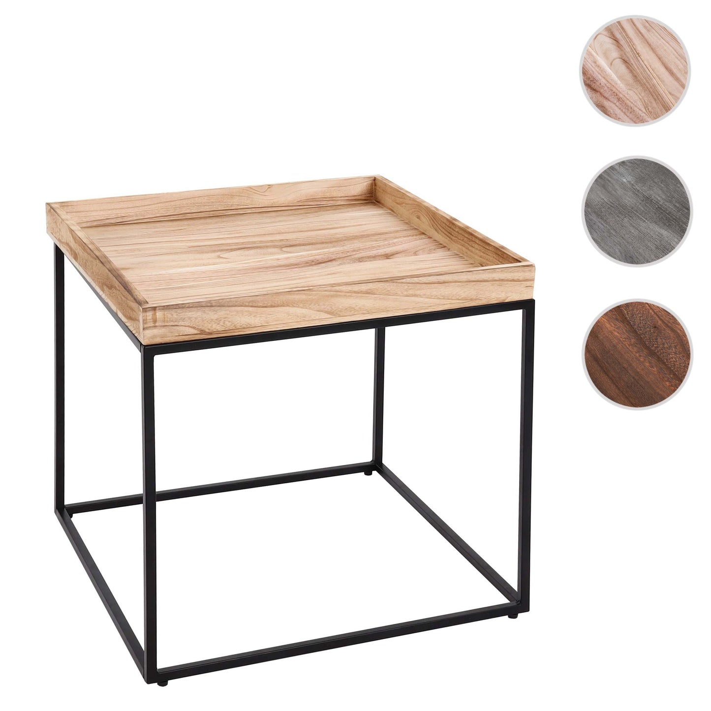 Bijzettafel MCW-K71, salontafel salontafel, paulowniahout metaal 60x60x60cm ~ natuurlijke kleur