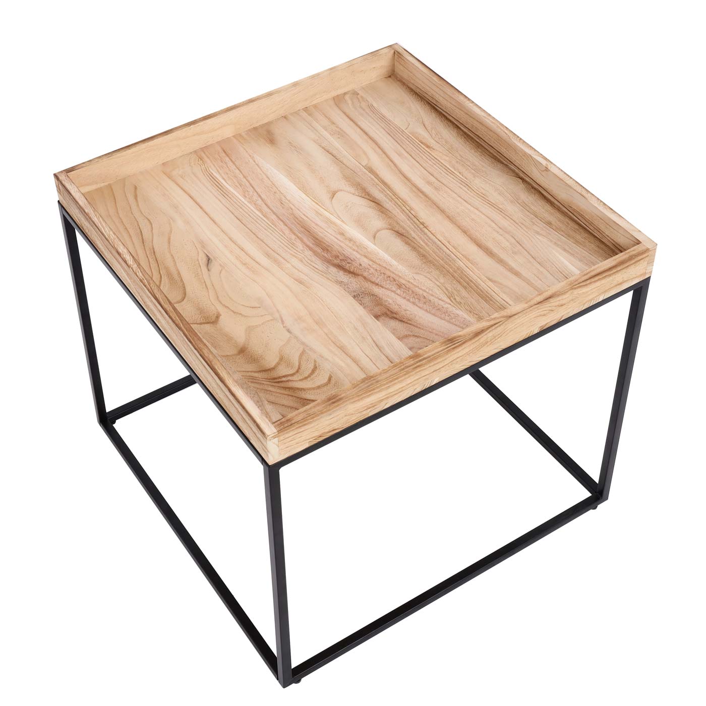 Bijzettafel MCW-K71, salontafel salontafel, paulowniahout metaal 60x60x60cm ~ natuurlijke kleur