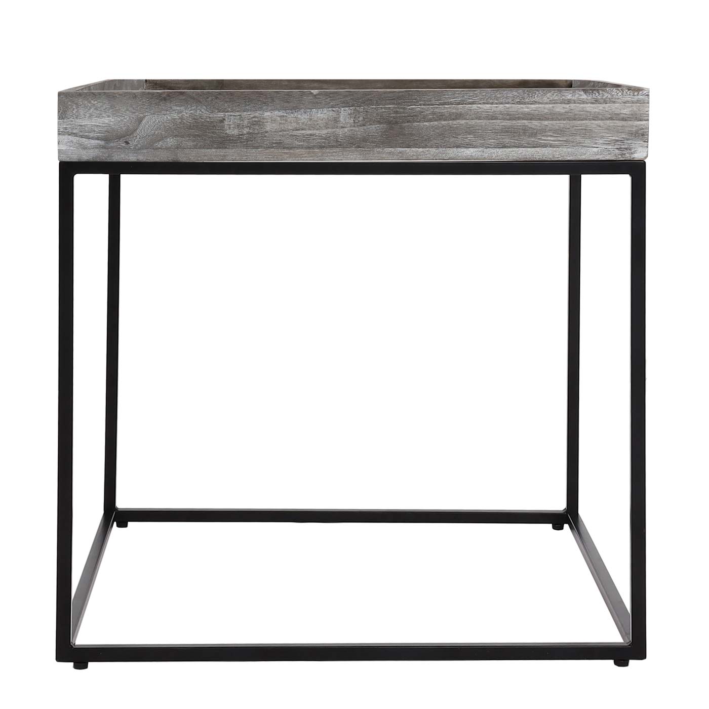 Bijzettafel MCW-K71, salontafel paulowniahout metaal 60x60x60cm ~ donkergrijs