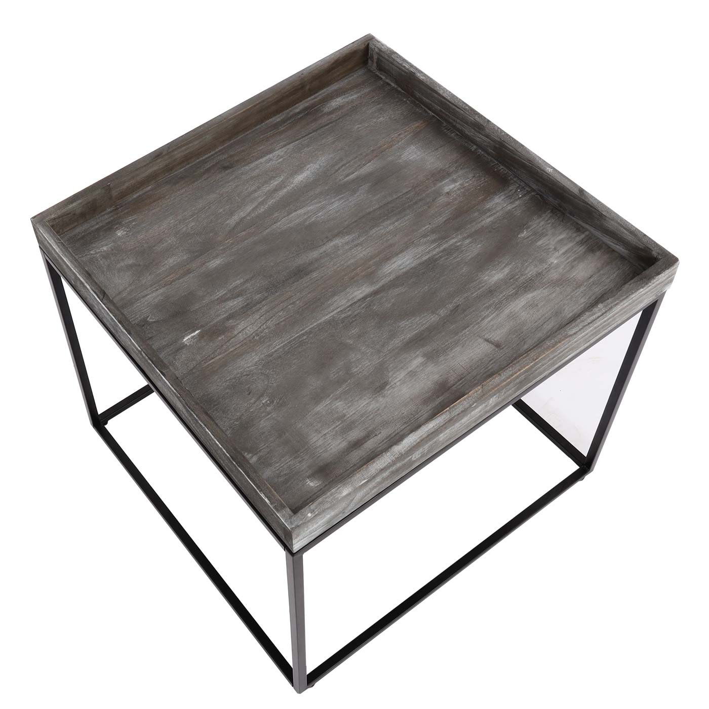 Bijzettafel MCW-K71, salontafel paulowniahout metaal 60x60x60cm ~ donkergrijs
