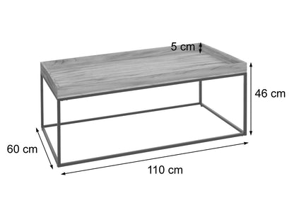 Salontafel MCW-K71, salontafel bijzettafel, massief hout metaal 46x110x60cm ~ donkerbruin