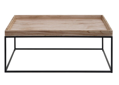Salontafel MCW-K71, salontafel bijzettafel, massief hout metaal 46x110x60cm ~ natuurlijke kleur