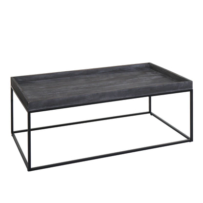 Salontafel MCW-K71, salontafel bijzettafel, massief hout metaal 46x110x60cm ~ donkergrijs