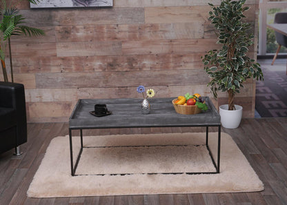 Salontafel MCW-K71, salontafel bijzettafel, massief hout metaal 46x110x60cm ~ donkergrijs