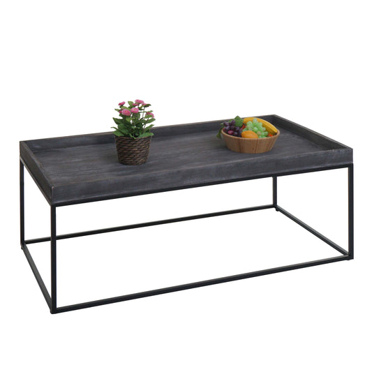 Salontafel MCW-K71, salontafel bijzettafel, massief hout metaal 46x110x60cm ~ donkergrijs