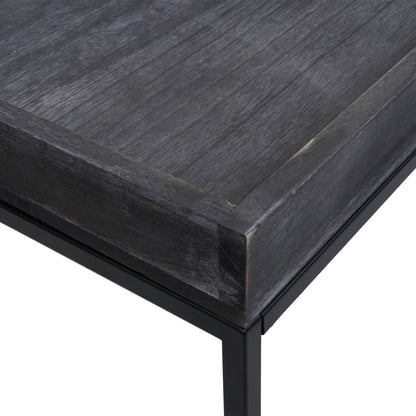 Salontafel MCW-K71, salontafel bijzettafel, massief hout metaal 46x110x60cm ~ donkergrijs
