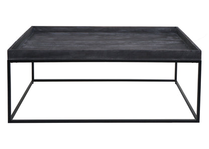 Salontafel MCW-K71, salontafel bijzettafel, massief hout metaal 46x110x60cm ~ donkergrijs