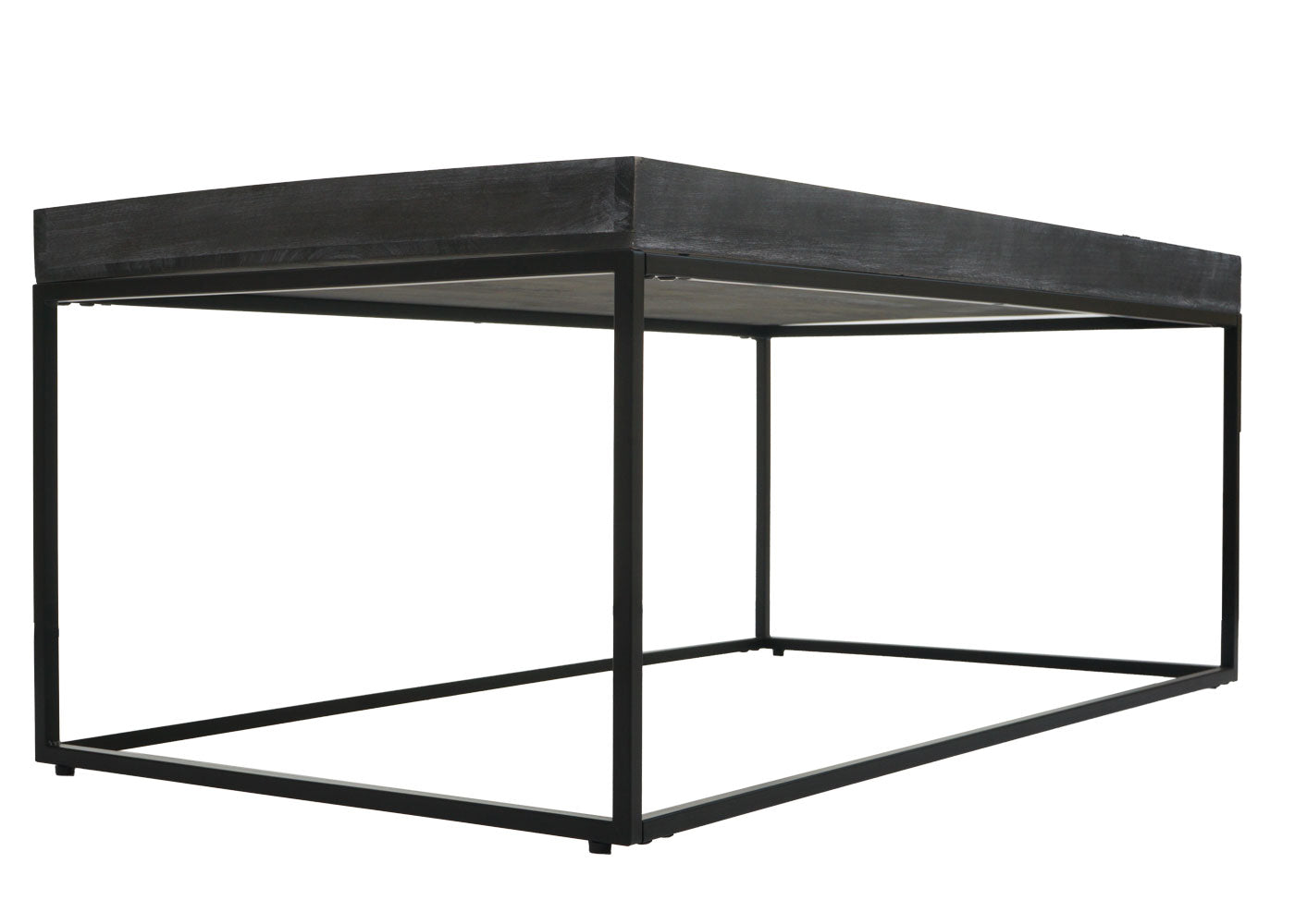 Salontafel MCW-K71, salontafel bijzettafel, massief hout metaal 46x110x60cm ~ donkergrijs
