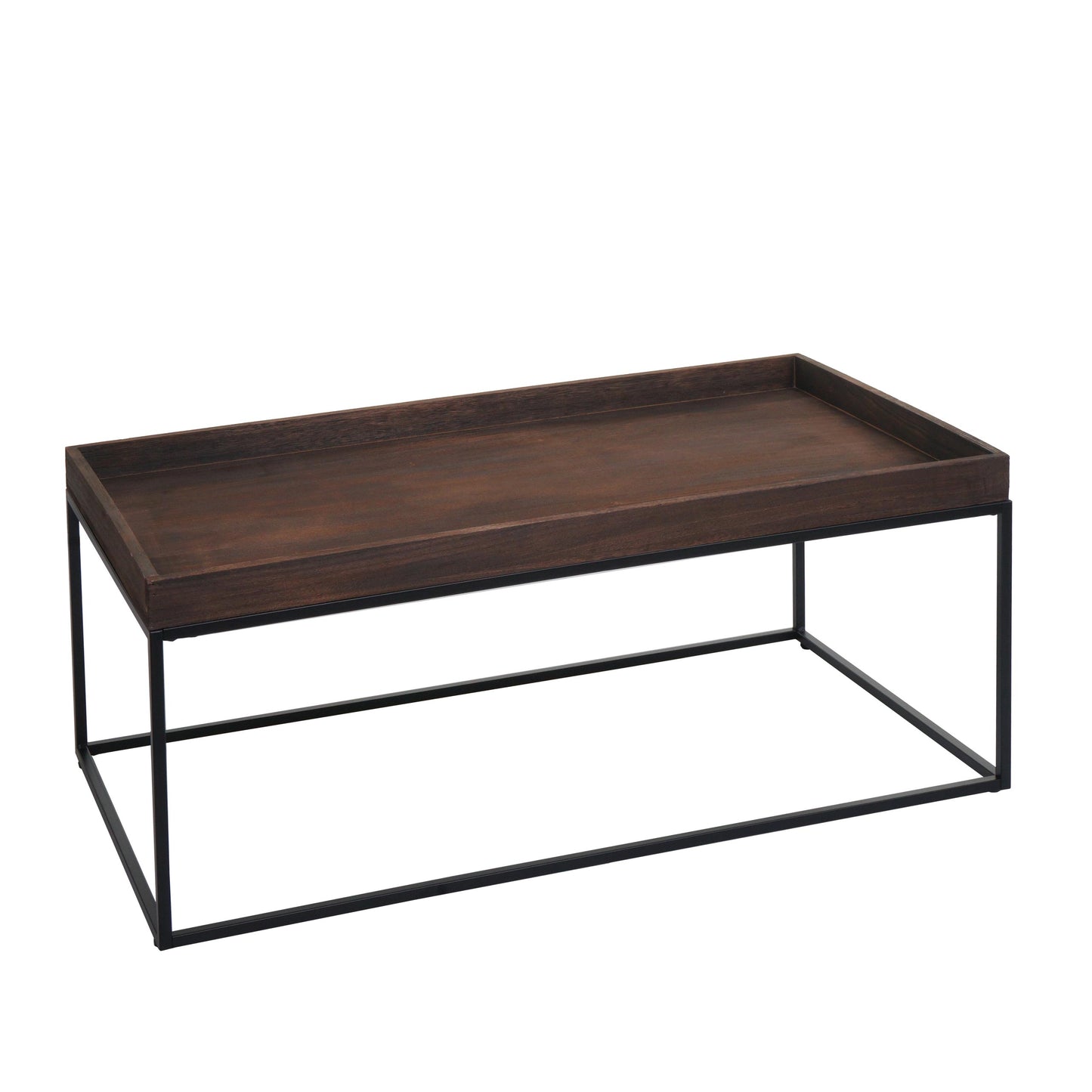 Salontafel MCW-K71, salontafel bijzettafel, massief hout metaal 46x110x60cm ~ donkerbruin