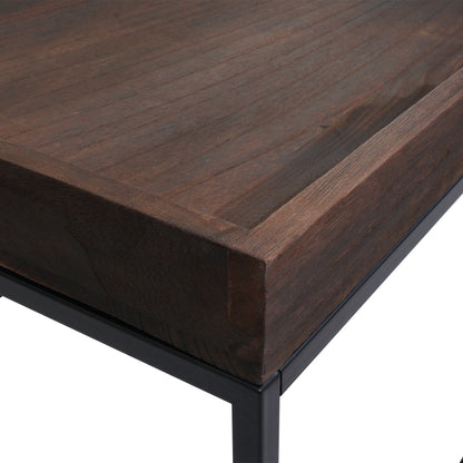 Salontafel MCW-K71, salontafel bijzettafel, massief hout metaal 46x110x60cm ~ donkerbruin