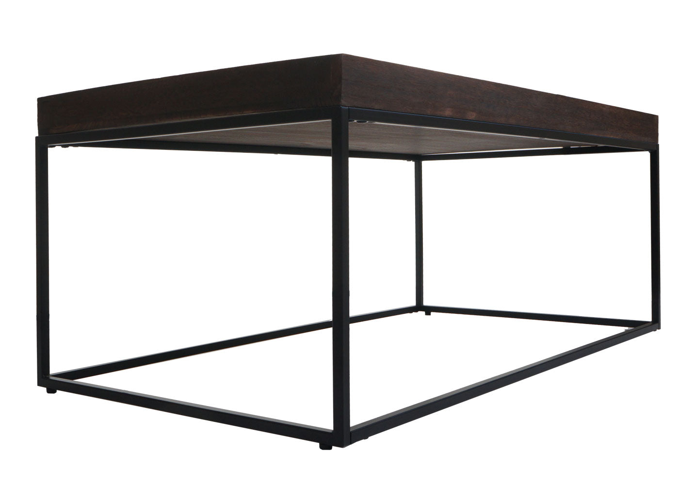 Salontafel MCW-K71, salontafel bijzettafel, massief hout metaal 46x110x60cm ~ donkerbruin