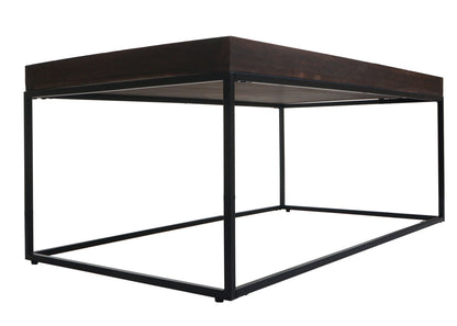 Salontafel MCW-K71, salontafel bijzettafel, massief hout metaal 46x110x60cm ~ donkerbruin