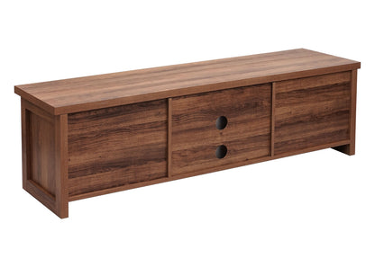 TV-rek MCW-K75, TV-tafel TV-plank, schuifdeuren opbergvakken, hout-look industrieel metaal 43x150x40cm ~ bruin