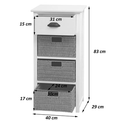 Ladekast MCW-K84 met manden, ladekast, hout 83x40x29cm ~ naturel, manden lichtbruin