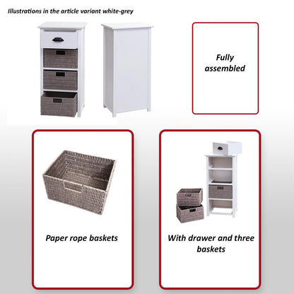 Ladekast MCW-K84 met manden, ladekast, hout 83x40x29cm ~ naturel, manden lichtbruin