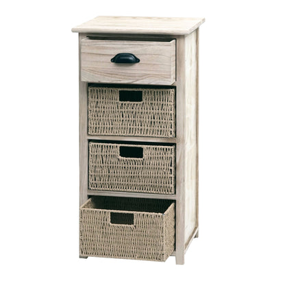 Ladekast MCW-K84 met manden, ladekast, hout 83x40x29cm ~ naturel, manden lichtbruin