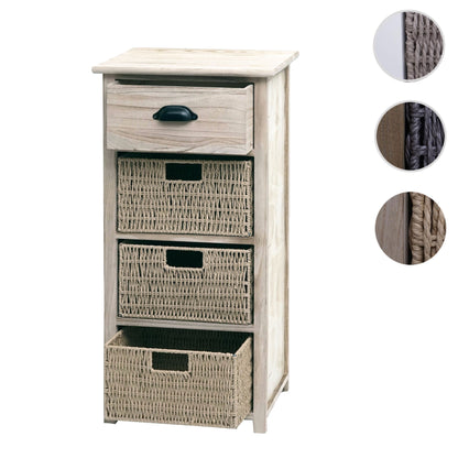 Ladekast MCW-K84 met manden, ladekast, hout 83x40x29cm ~ naturel, manden lichtbruin