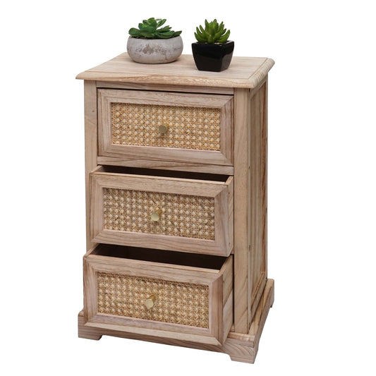 Ladekast MCW-K87, ladekast kast, hout rotan 63x40x28cm ~ natuurlijke kleur