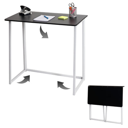 Bureau MCW-K67 inklapbaar, consoletafel klaptafel laptoptafel opbergtafel, 80x45cm, metaal MDF ~ wit zwart