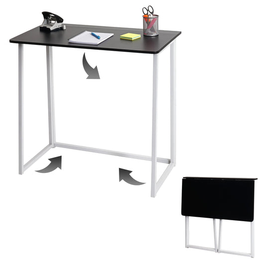 Bureau MCW-K67 inklapbaar, consoletafel klaptafel laptoptafel opbergtafel, 80x45cm, metaal MDF ~ wit zwart