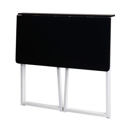 Bureau MCW-K67 inklapbaar, consoletafel klaptafel laptoptafel opbergtafel, 80x45cm, metaal MDF ~ wit zwart