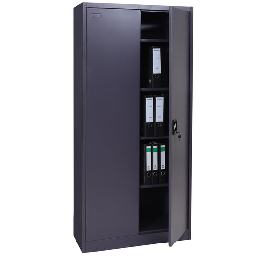 Archiefkast MCW-H17, stalen kast Kantoorkast Kast, 2 deuren afsluitbaar metaal ~ 185x90x40cm donkergrijs